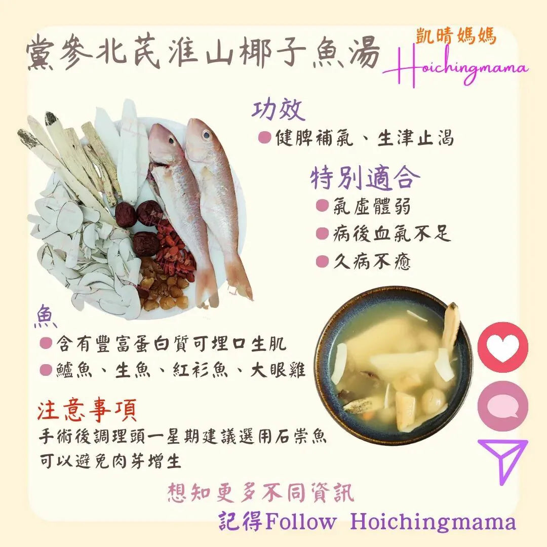 189）💞是日湯水 version 42：黨參北芪淮山椰子魚湯💞