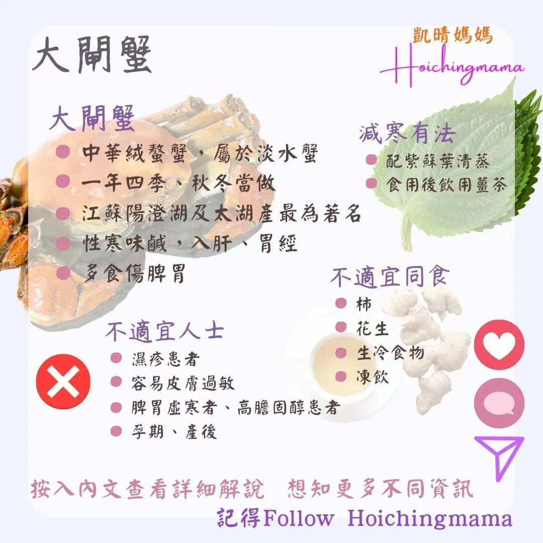 260）💞藥食同源 version 58~ 大閘蟹 💞