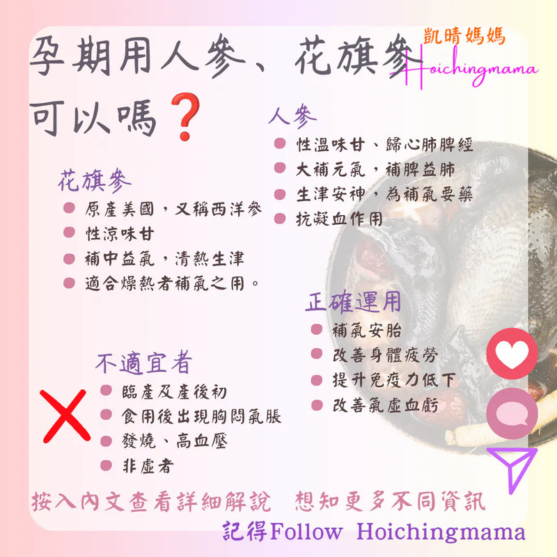278）💞懷孕那件事 version 72~孕期用人參花旗參可以嗎？💞