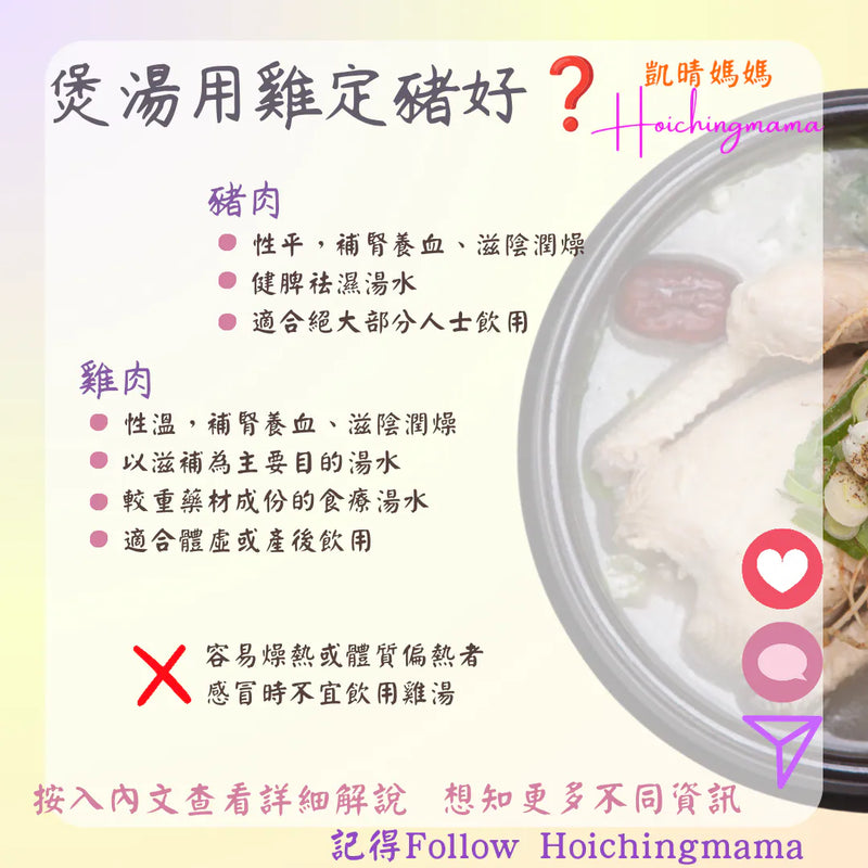281）💞養生話你知 version 35：煲湯用雞定豬好 ❓💞