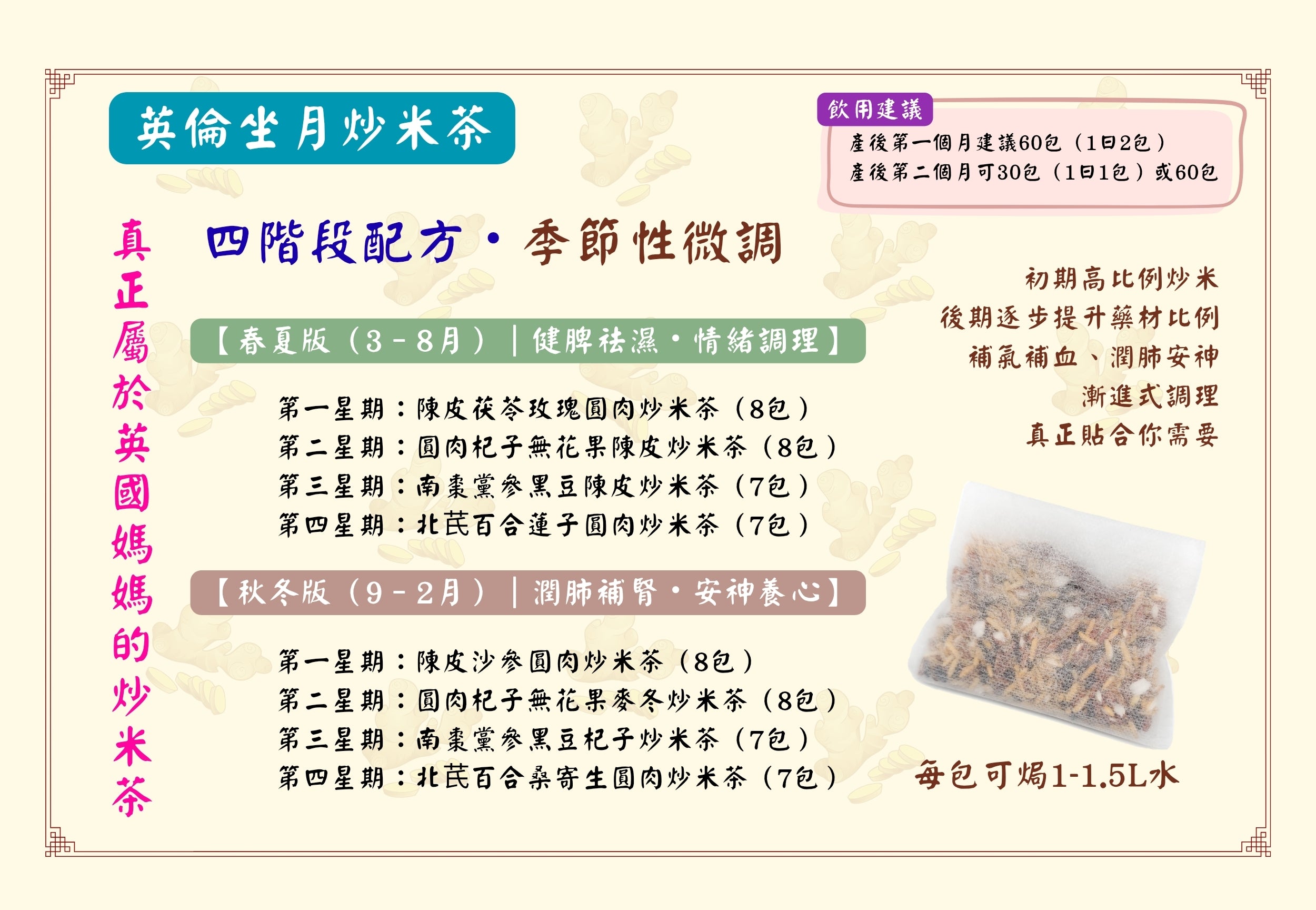 🌹【坐月套餐B】｜坐月沖涼＋炒米茶・雙重調理組合