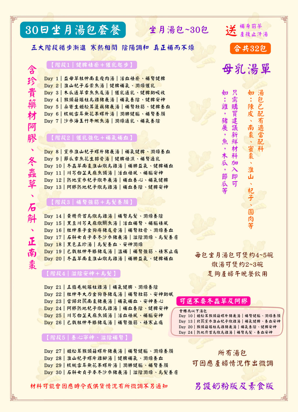 【30日坐月二寶炒米套餐】｜坐月湯包 × 炒米茶