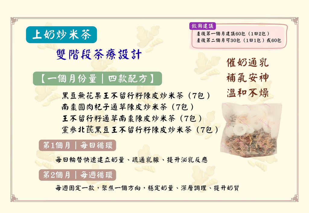 🤱🏻【上奶炒米茶｜四款配方】催奶通乳・潤肺補氣・溫和不燥