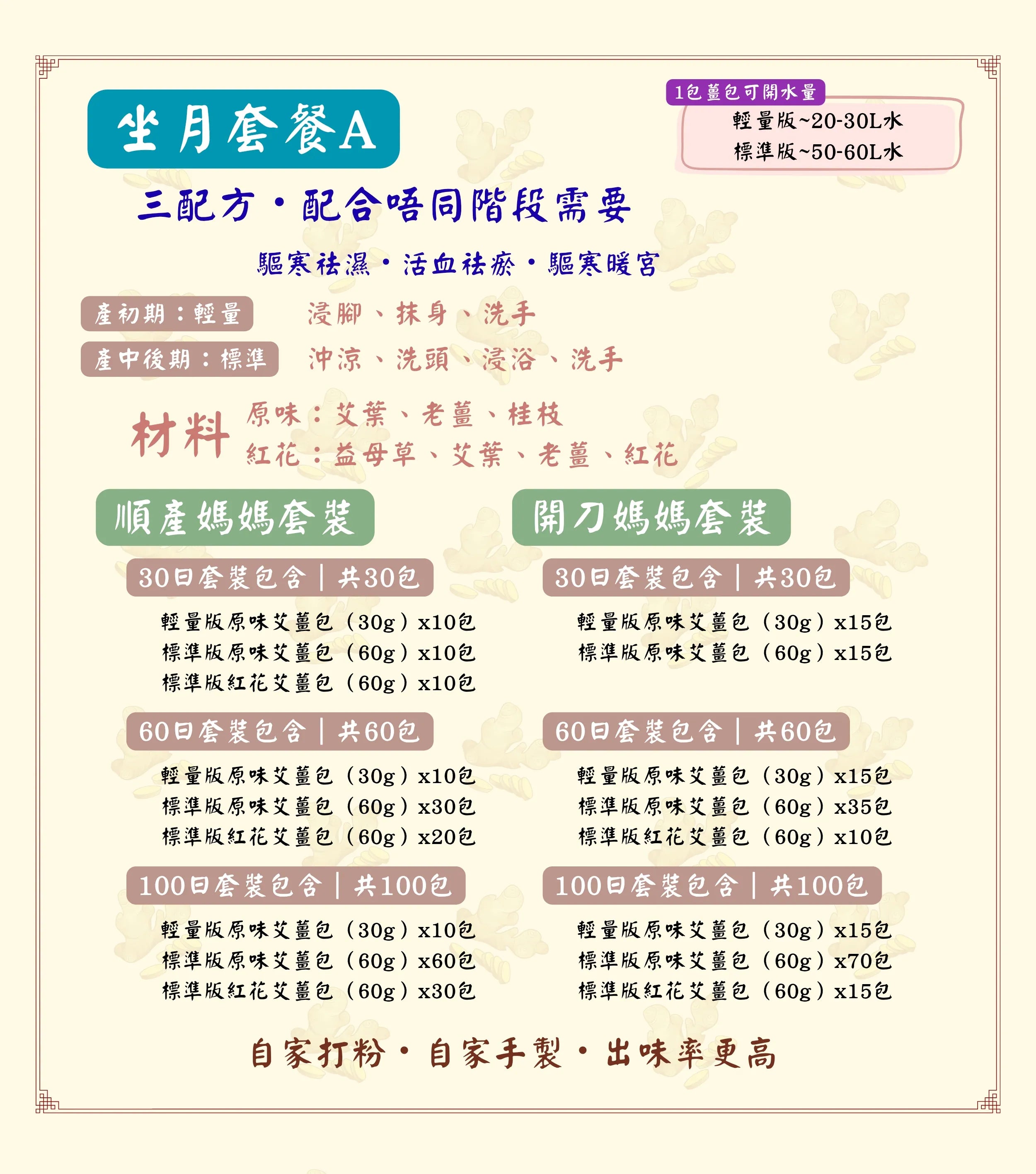 🌹【坐月套餐A】沖涼薑包｜驅寒暖宮
